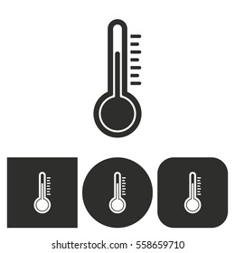 Thermometer - black and white icons. Vector illustration.