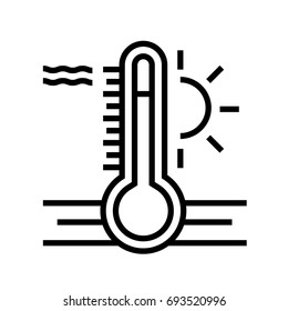 Thermometer black & white outline icon