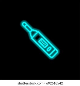 Thermometer blue glowing neon ui ux icon. Glowing sign logo vector