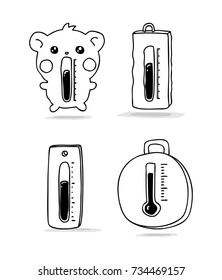 thermometer with bubble speech doodle