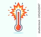 thermometer bursting with a flame coming out of the top. extreme heatwaves. global warming.