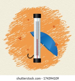 Thermometer by seasons. Autumn. Vector illustration