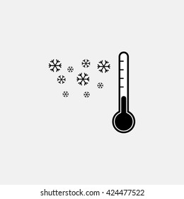 Thermometer by seasons. Winter. Illustration.