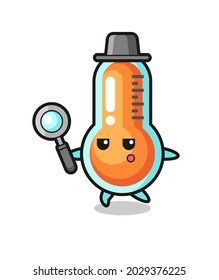 thermometer cartoon character searching with a magnifying glass , cute style design for t shirt, sticker, logo element