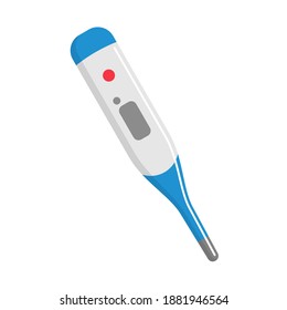 Thermometer cartoon icon. Digital medical device measuring body temperature. Healthcare modern diagnostic tool, equipment. Vector thermometer isolated on white background.