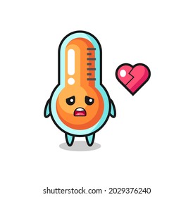 thermometer cartoon illustration is broken heart , cute style design for t shirt, sticker, logo element