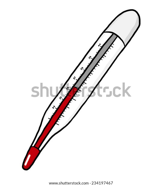 Thermometer Cartoon Vector Illustration Hand Drawn vector de stock