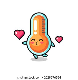 thermometer character cartoon with kissing gesture , cute style design for t shirt, sticker, logo element