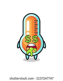 thermometer character with an expression of crazy about money , cute style design for t shirt, sticker, logo element