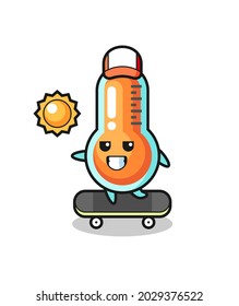thermometer character illustration ride a skateboard , cute style design for t shirt, sticker, logo element