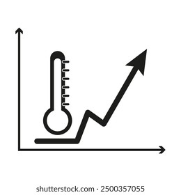 Symbol des Thermometerdiagramms. Aufsteigender Trend. Datenanalysesymbol. Vektorgrafik.