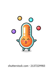 the thermometer circus cartoon juggling a ball , cute style design for t shirt, sticker, logo element