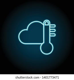 thermometer, cloud, heat neon icon. Simple thin line, outline vector of Weather icons for UI and UX, website or mobile application on dark blue gradient background