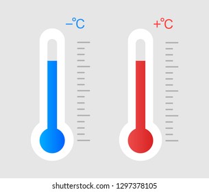 Thermometer. Cold and heat. Subzero temperature and above zero.