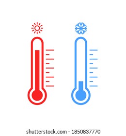 Thermometer cold and hot icon. Freeze temperature vector weather warm cool indicator