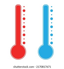 Thermometer cold and hot icon. Freeze temperature vector weather warm cool indicator. Meteorology thermometers measuring heat and cold. Flat vector illustration