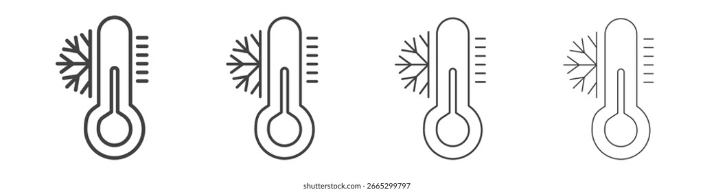 Diseño frío del símbolo del contorno del concepto del termómetro.