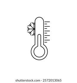 Thermometer cold icon in liner stroke style