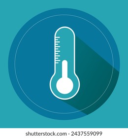 Thermometer cold icon.
Low temperature thermometer vector icon with shadow on blue background