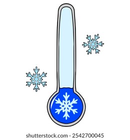 thermometer cold illustration hand drawn isolated vector