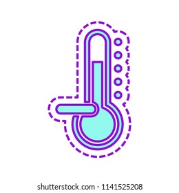 Thermometer, cold. subzero temperature. Colored sketch with dotted border on white background