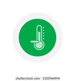 Thermometer, cold. subzero temperature. Icon in colored circle with gray bold border. Web button, modern flat design