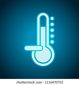 Thermometer, cold. subzero temperature. Neon style. Light decoration icon. Bright electric symbol