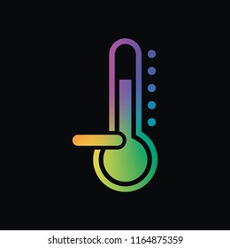 Thermometer, cold. subzero temperature. Rainbow color and dark background