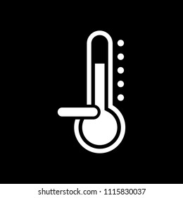 Thermometer, cold. subzero temperature. White icon on black background. Inversion