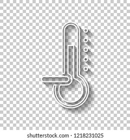 Thermometer, cold. subzero temperature. White outline sign with shadow on transparent background