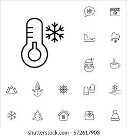 thermometer cold temperature snow winter vector line icons set