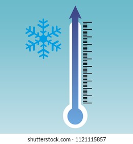 Thermometer of cold temperature with snowflake pattern