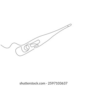 Thermometer continuous line. Continuous one line drawing of digital thermometer. Medical equipment concept. single line drawing