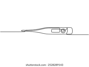 Thermometer continuous one line drawing. Healthcare concept. Vector illustration minimalist isolated on white background.