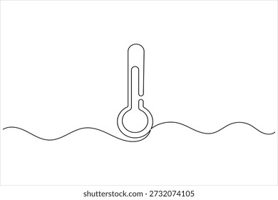 Dibujo continuo de una línea del termómetro que representa la medición de la temperatura y el concepto del control del clima