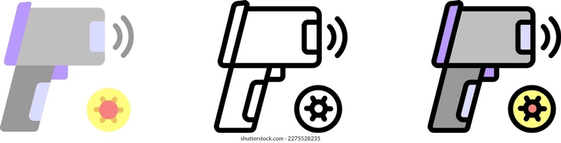 Thermometer, coronavirus vector icon in different styles. Line, color, filled outline