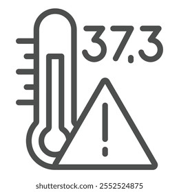 Ícone de linha de temperatura de perigo de termômetro, conceito de perigo de doença. Gráficos vetoriais. Símbolo de ferramenta de medida no plano de fundo branco, ícone de estilo de estrutura de tópicos para design móvel ou web