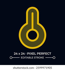 Thermometer dark color ui icon. Temperature measurement tool. Precision instrument for indication. Health and weather. Vector colorful symbol isolated on black. User interface element, pixel perfect