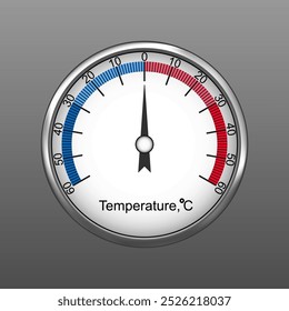 Termómetro en grados Celsius en una caja redonda de acero