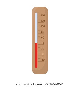 Thermometer with degrees centigrade vector illustration. Cartoon drawing of Russian sauna or bathhouse element isolated on white background. Spa concept