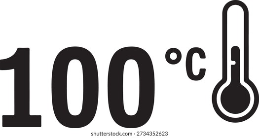 A thermometer displaying a temperature of one hundred degrees celsius. isolated on white background, illustration