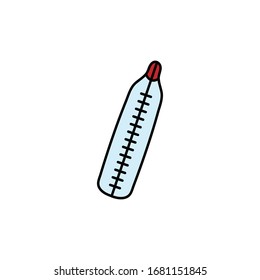 Termómetro. Icono de Doodle. Dibujo a mano. Ilustración vectorial.