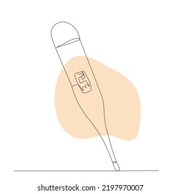 Thermometer Drawing By One Continuous Line, Vector