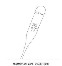 Thermometer Drawing By One Continuous Line, Vector