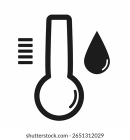 Ícones de termômetro e droplet indicando medição de temperatura e umidade