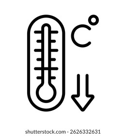 A thermometer with a dropping scale, representing cold weather.