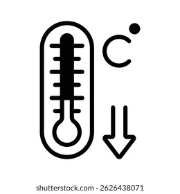 A thermometer with a dropping scale, representing cold weather.
