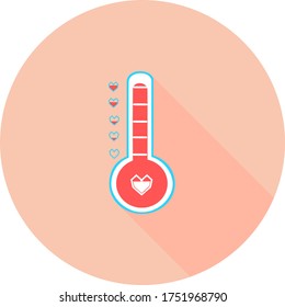 Thermometer equipment in circle icon with long shadows. Vector illustration. 
