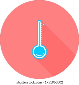 Equipo termómetro en icono circular con sombras largas. Ilustración vectorial. 