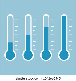 Thermometer equipment showing hot or cold weather. Thermometer Icon.Celsius and fahrenheit meteorology thermometers measuring , vector illustration. 